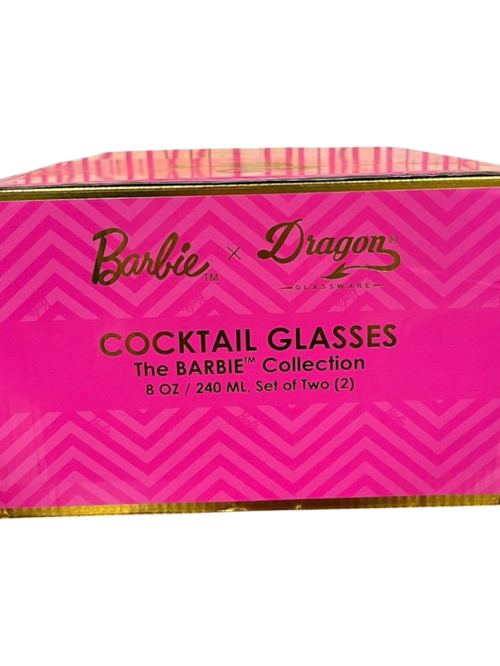Barbie x Dragon ~ Hot Pink Hourglass Cocktail Glasses - Set of 2 - Picture 5 of 6